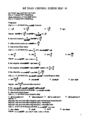 Đề toán chương II - Hình học 10